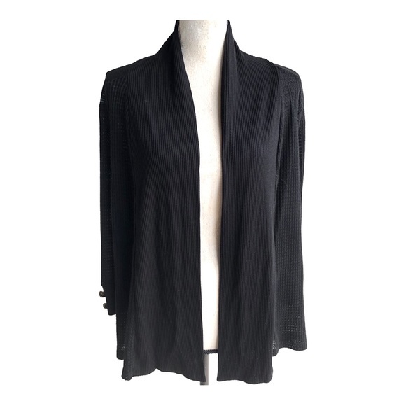 Debbie Morgan Womens Black Open Front‎ Cardigan Long Sleeve Sweater Size … - Picture 1 of 12